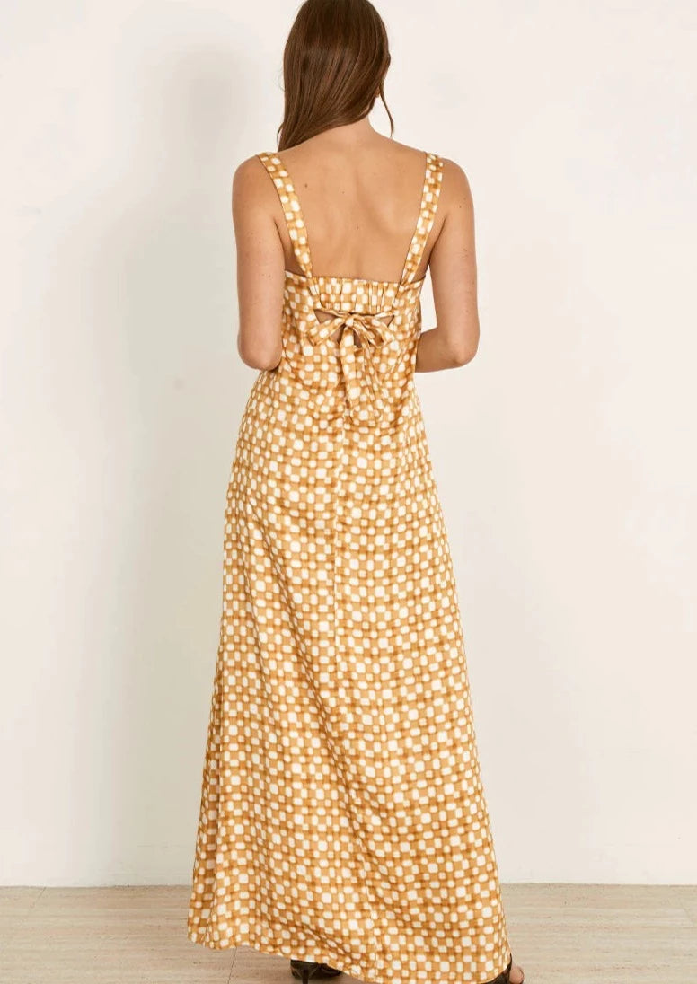 Lumen Maxi Dress - Golden Check