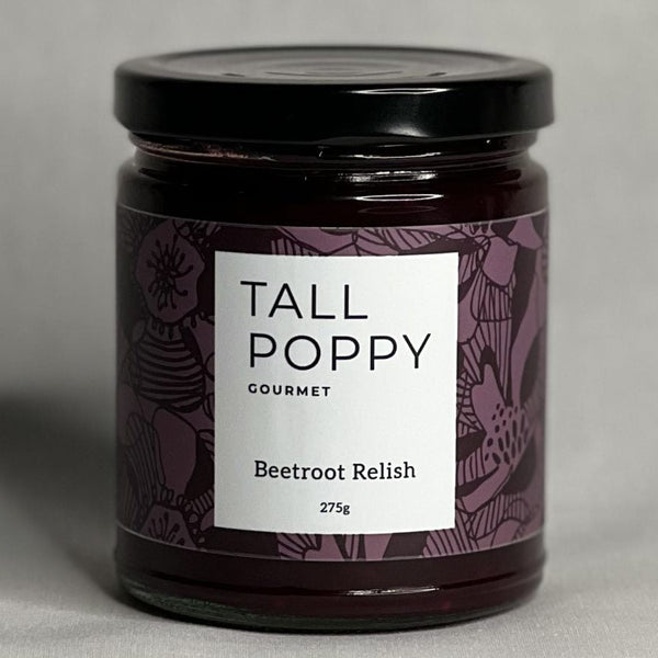 tall poppy gourmet beetroot relish in jar