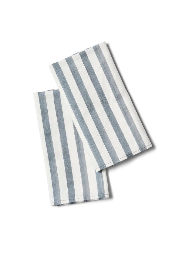 blue and cream striped linen placemats