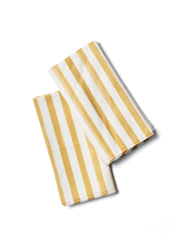 yellow and cream stripe linen placemats